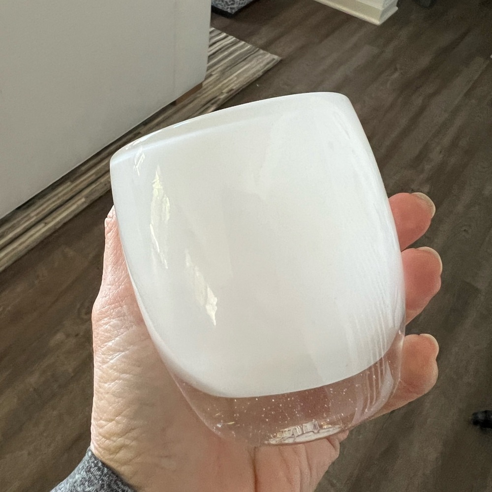 GLASSYBABY white hand blown glass votive, pre-treskilion